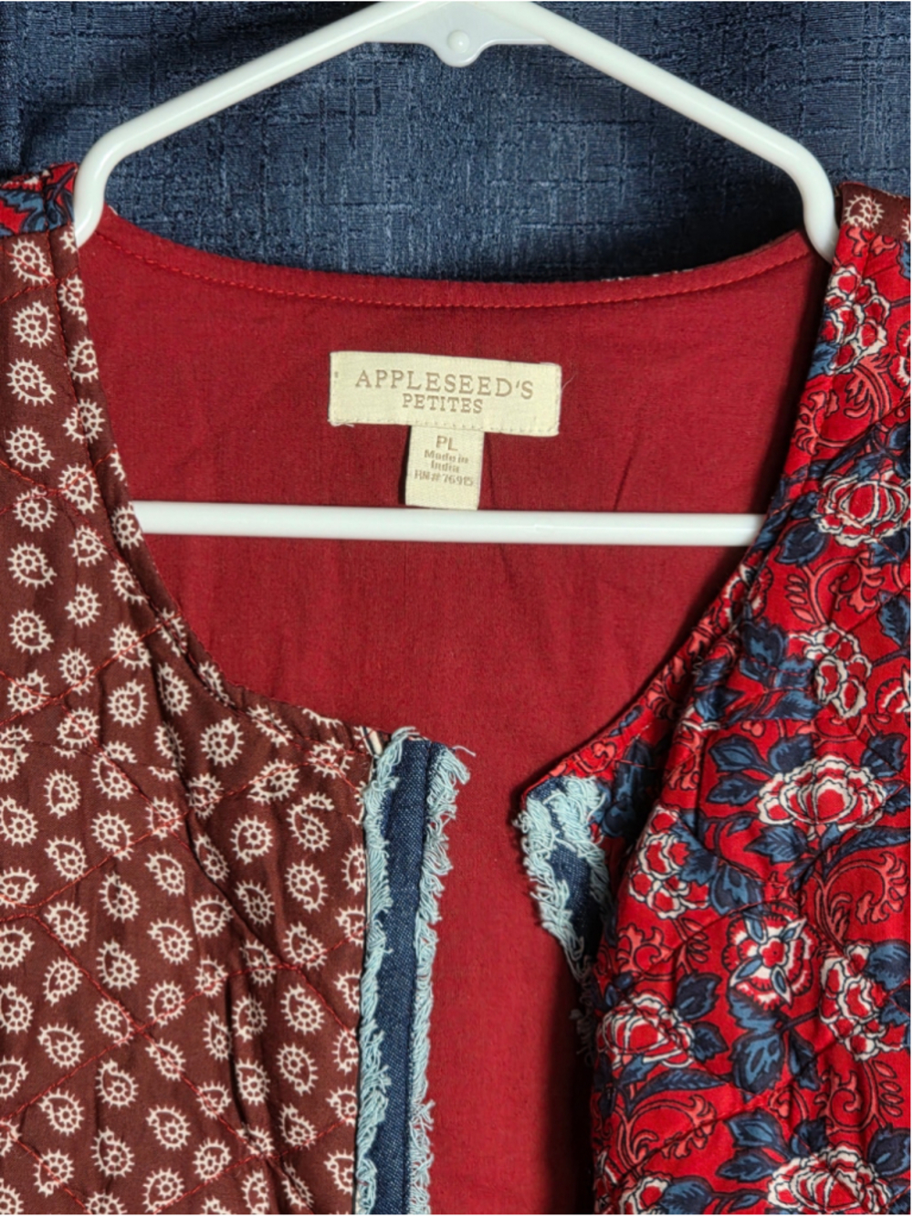 Women's Appleseed's Petite LP Quilted Jacket Red Floral Paisley grandmacore fall - Picture 2 of 8